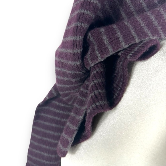 Gap 100% Merino Wool Casual Stripe Unisex Scarf, Eggplant/Grey Stripe, OS - Picture 12 of 12